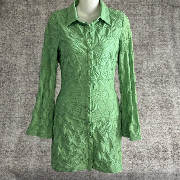 Green Button-Up Shirt Dress – Princess Polly - Picture 2 of 8
